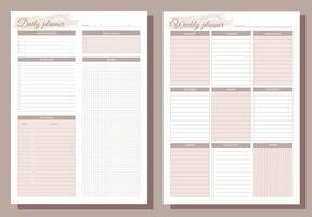 Planners set. Daily and weekly planners. Blank white notebook page A4. vector