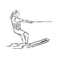 water skiing sketch vector