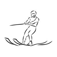 water skiing sketch vector