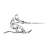water skiing sketch vector