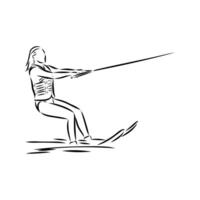 water skiing sketch vector