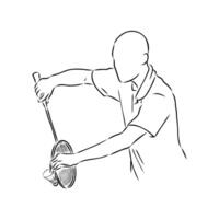 badminton game sketch vector
