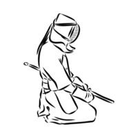 Japanese samurai sketch vector