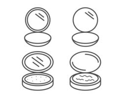 Collection Makeup and cosmetics. Linear graphic icons of beauty in the form of powder. vector