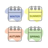 set of icons. Daily, monthly, yearly calendar icon. Seasons of the year. vector