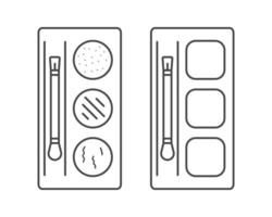 Linear graphic icons of beauty and cosmetics in the form of eyelids shadow and eye makeup. vector