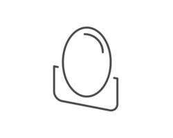 Makeup and cosmetics. Linear graphic beauty icons in the form of a face mirror. vector