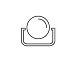 Makeup and cosmetics. Linear graphic beauty icons in the form of a face mirror. vector
