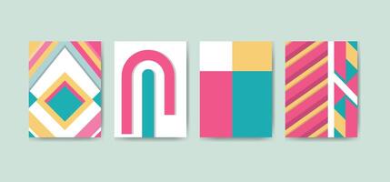 Set of Abstract Pattern Backgrounds.New Minimalist Design with Simple Shapes and Elements. Modern Artistic Illustration. Futuristic Wall Art Decor vector