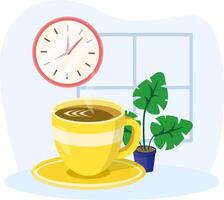 Coffee Break Illustration Concept Showing Company Staff Relaxing and Taking Break Enjoying Coffee. vector