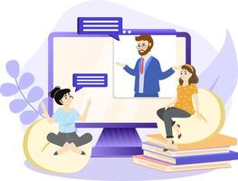 Discussion forum illustration. Exchanging personal point of view. Organized meeting or event networking people vector