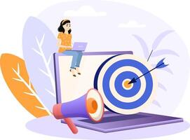 Niche marketing illustration. Behavioral targeting concept. Target dart. Marketing segmentation, customers care, customer relationship management, CRM vector