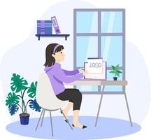 Graphic designer illustration. Web designer modern flat concept for web banner design. Woman creates content to fill site. illustration with isolated people scene vector