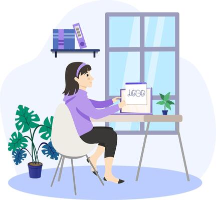 Graphic designer illustration. Web designer modern flat concept for web banner design. Woman creates content to fill site. illustration with isolated people scene