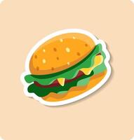 Delicious burger floating on yellow background illustration vector