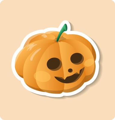 Smiling halloween pumpkin glowing under the night sky with stars and moon