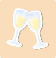 Two glasses toasting with white wine on abstract background vector