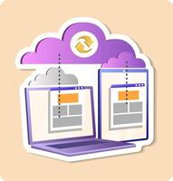 Cloud computing synchronizing data between laptop and tablet vector