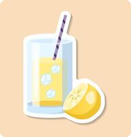 Refreshing lemonade with ice cubes and a straw, perfect summer beverage illustration vector