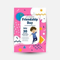 Modern trend Vertical poster template for friendship day celebration memphis background element vector