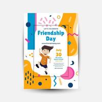 Modern trend Vertical poster template for friendship day celebration memphis background element vector