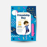 Modern trend Vertical poster template for friendship day celebration memphis background element vector