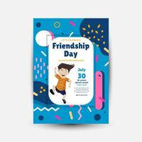 Modern trend Vertical poster template for friendship day celebration memphis background element vector