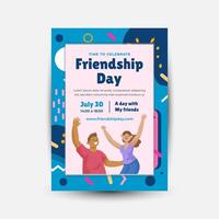 Modern trend Vertical poster template for friendship day celebration memphis background element vector