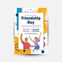 Modern trend Vertical poster template for friendship day celebration memphis background element vector