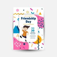 Modern trend Vertical poster template for friendship day celebration memphis background element vector