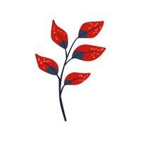 Folk plant. Simple burgundy leaves on a branch. Autumn botany Minimalistic style. Flat isolated vector