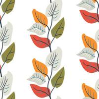 Botanical seamless pattern. Simple Plant. Variegated branches, plant. White background. Ornament Scandinavian style for wrapping paper, textiles. vector