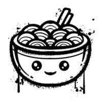 graffiti spray ramen noodles isolated on white background vector