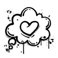 graffiti spray heart speech bubble isolated on white background vector