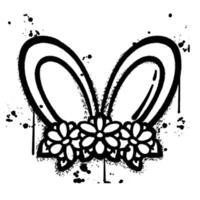 graffiti spray bunny ears isolated on white background vector