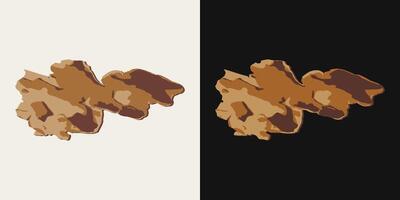 Thin piece of pine, cedar tree bark on black, white background. Image trace, cleaned and simplified illustration. Realistic style. Not AI. vector