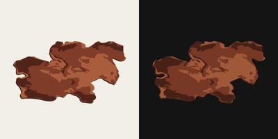 Thin piece of pine, cedar tree bark on black, white background. Image trace, cleaned and simplified illustration. Realistic style. Not AI. vector
