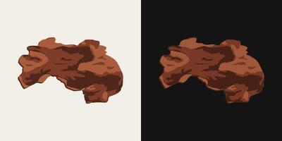 Thin piece of pine, cedar tree bark on black, white background. Image tracing, cleaned and simplified illustration. Realistic style. Not AI. vector