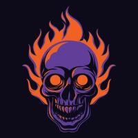 illustration design of overheated fire skull facing forward vector