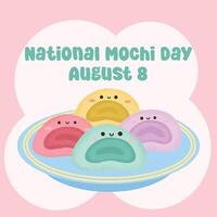 National Mochi Day Celebration with cute kawaii art style. Suitable for flat design, flyer design, flat illustration, etc vector