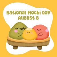 National Mochi Day Celebration with cute kawaii art style. Suitable for flat design, flyer design, flat illustration, etc vector