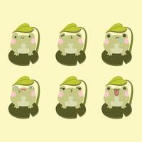 Set of cute frog characters with different expressions vector