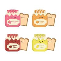 Set of hand drawn glass jars of different homemade jam vector