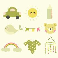 Baby element collection flat illustration vector