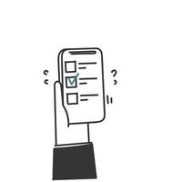 hand drawn doodle online check mark option selection on electronic device vector