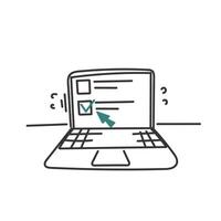hand drawn doodle online check mark option selection on electronic device vector