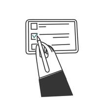 hand drawn doodle online check mark option selection on electronic device vector