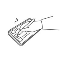 hand drawn doodle online check mark option selection on electronic device vector