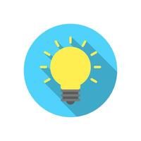 Light bulb flat icon with long shadow. Insight, idea concept vector