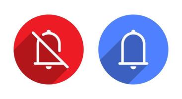Mute and unmute bell notification icon with long shadow vector